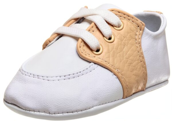 Baby Deer Infant Oxfords Soft Sole Lace Up White Tan-0