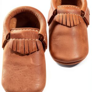 Baby Girls Leather Sole Flats Comfortable Oxford Loafers-0