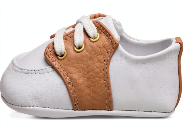Baby Deer Infant Oxfords Soft Sole Lace Up White Tan-6