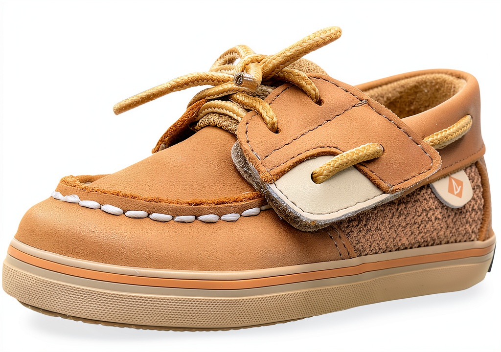 Sperry Kids Leather Boat Shoe being easily slipped onto toddler foot during real-world testing