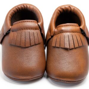 DELEBAO Baby Moccasins Soft Leather Tassel Design Boys Shoes-0