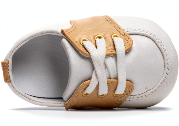Baby Deer Infant Oxfords Soft Sole Lace Up White Tan-4