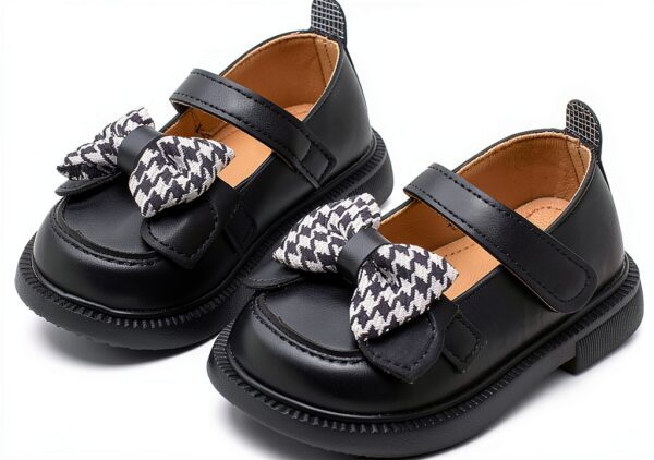 Generic Girls Mary Jane Shoes Black White Pink Infant Dress-0