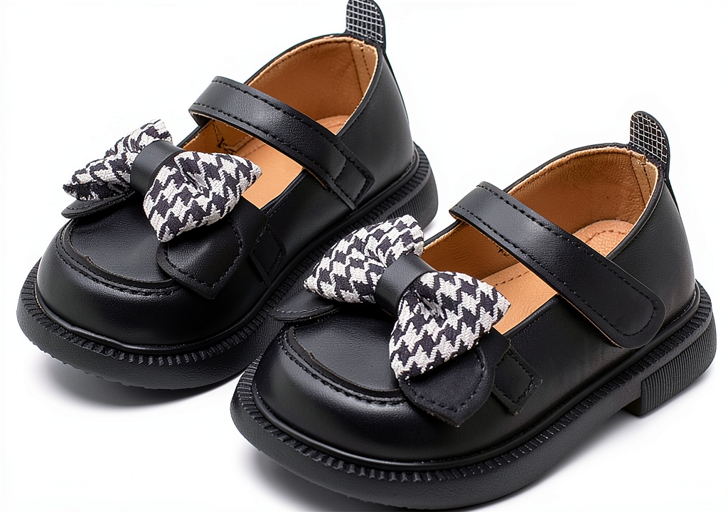 Generic girls Mary Jane shoes in black, white, and pink colors displayed on a neutral background