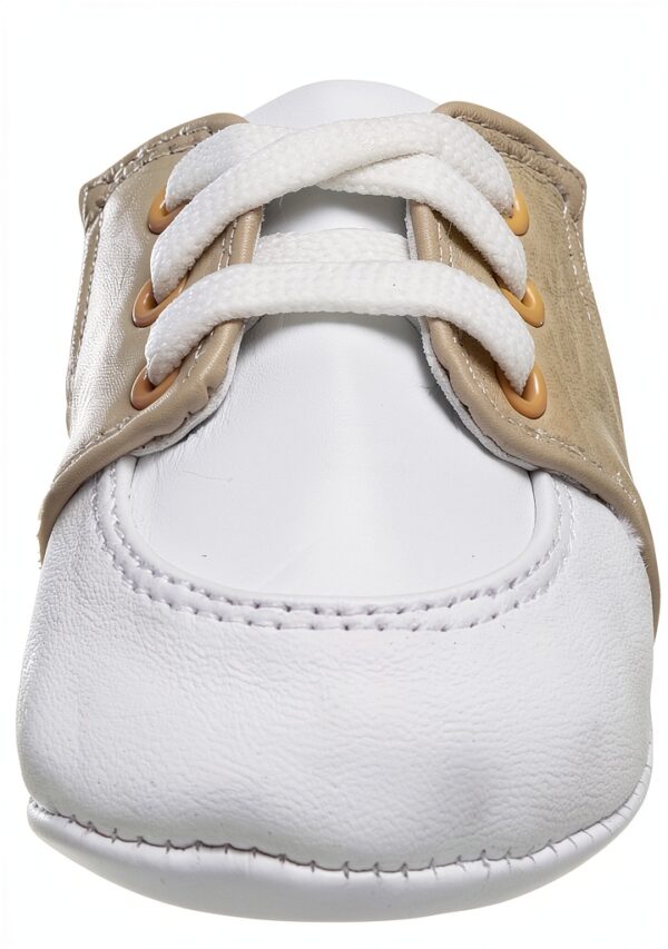 Baby Deer Infant Oxfords Soft Sole Lace Up White Tan-1