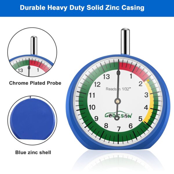 Godeson Tire Tread Depth Gauge Zinc Casting 1/32 Inch-1