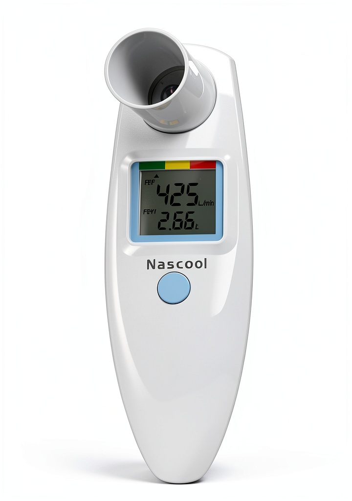 Installing Nascool Digital Peak Flow Meter Asthma Monitor FEV1 PEF on a wooden desk