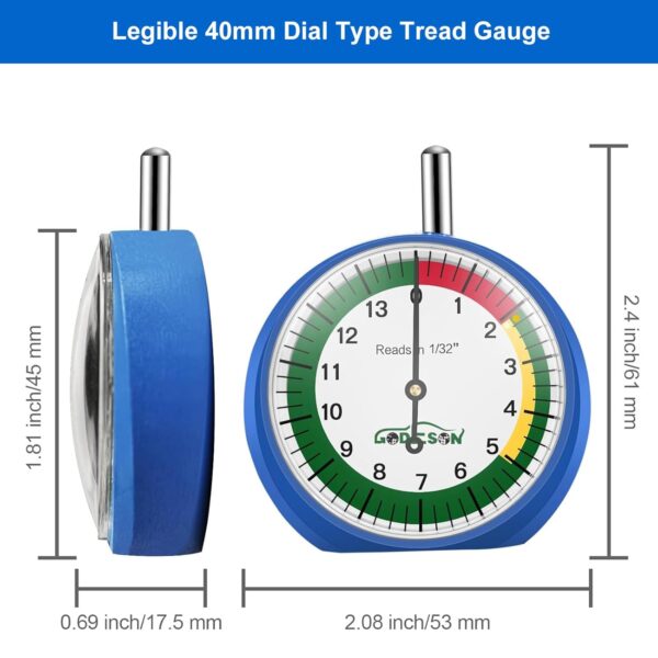 Godeson Tire Tread Depth Gauge Zinc Casting 1/32 Inch-2