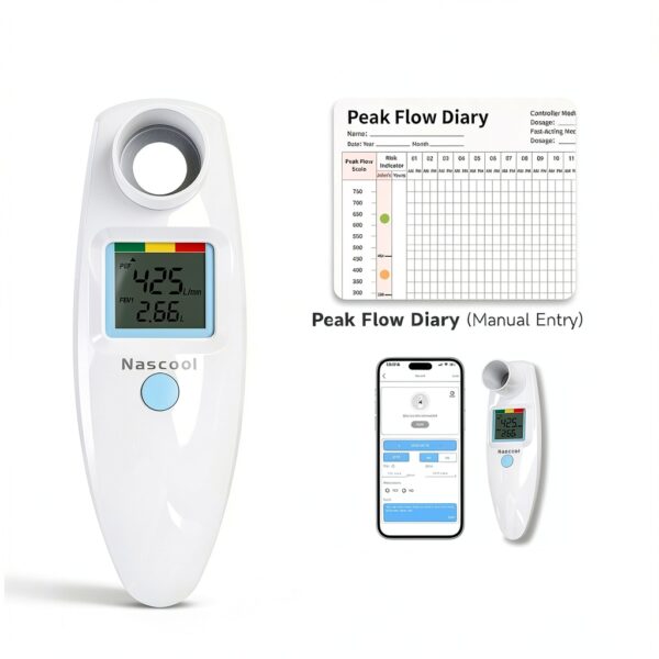 Nascool Digital Peak Flow Meter Asthma Monitor FEV1 PEF-3