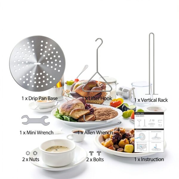 STRAODTIC Stainless Steel Turkey Fryer Kit with Vertical Rack Drip Pan-5