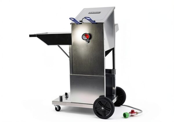 Bayou Classic Fryer Cart Stainless Steel with Side Shelf and Casters-1
