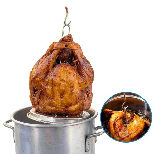 Turkey Fryer Stand SafBbcue Stainless Steel Polished 13x9.5 Inch Rack-3