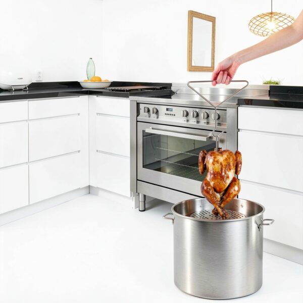 Turkey Fryer Stand SafBbcue Stainless Steel Polished 13x9.5 Inch Rack-7