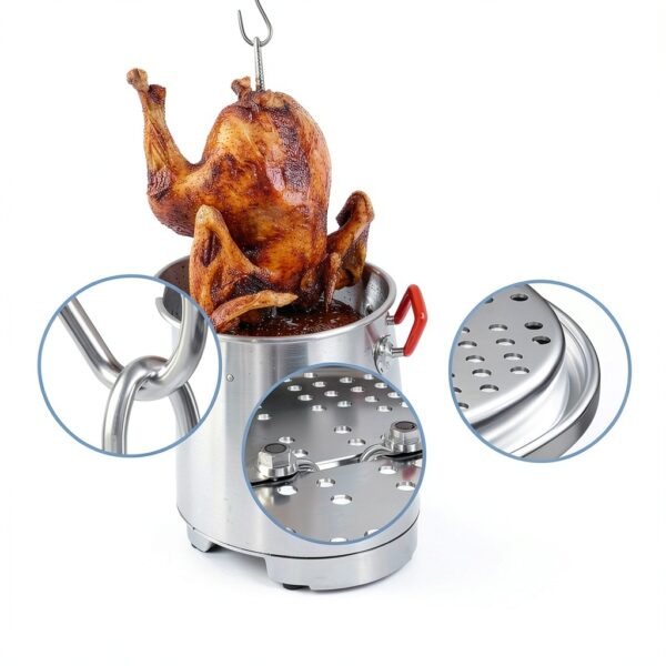 Turkey Fryer Stand SafBbcue Stainless Steel Polished 13x9.5 Inch Rack-2