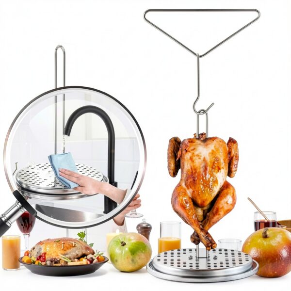 Turkey Fryer Stand SafBbcue Stainless Steel Polished 13x9.5 Inch Rack-6