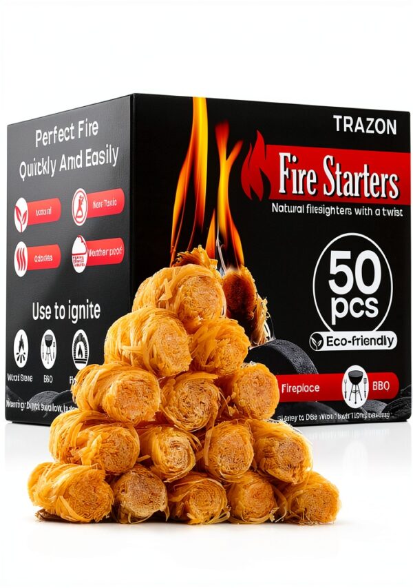 TRAZON Fire Starter Cubes for BBQ Campfire Grill 007 Model Long Burn-0