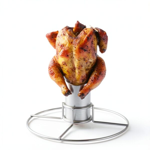 BBQ Future Steel Chicken Roaster Stand – 8 inch Upright Grill Holder-1