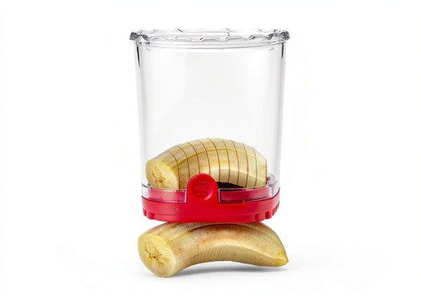2 Pcs Fruit Slicer Cup, Strawberry Cutter Slicer Cup, Banana Egg Slicers Detachable Fruit with Push Plate, Strawberry Cutter Kitchen Gadget (Black & Red)-2