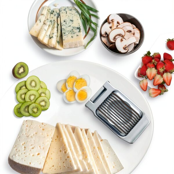 Egg Slicer for Hard Boiled Eggs Heavy Duty Fruit Egg Cutter with Stainless Steel Wire-4