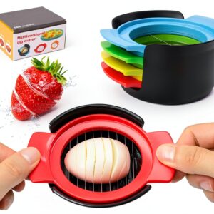 4-in-1 Stainless Steel Egg Slicer for Hard Boiled Eggs, Fruits & More – Effortless Egg Cutter for Salads, Sandwiches, Charcuterie Boards – (Perfect for Strawberries, Bananas, Grapes)-0