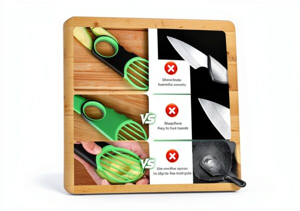Egg Slicer Avocado 3 in 1 by Ebecuoa Stainless Steel Green PVAVO1-6